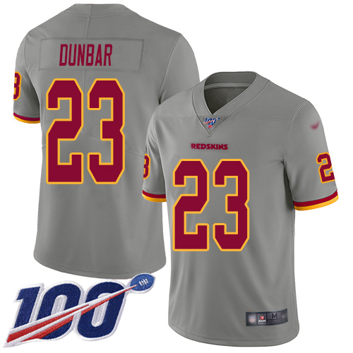 Washington Redskins Limited Gray Men Quinton Dunbar Jersey NFL Football #23 100th Season Inverted